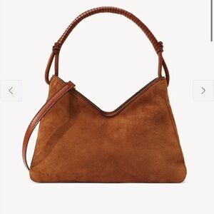 STAUD Valerie Shoulder Bag Tan Suede